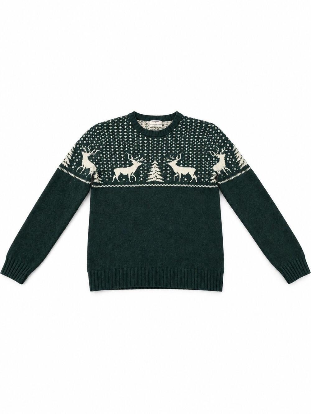Old Navy Green Fair Isle Reindeer Christmas Sweater Size Small Crewneck